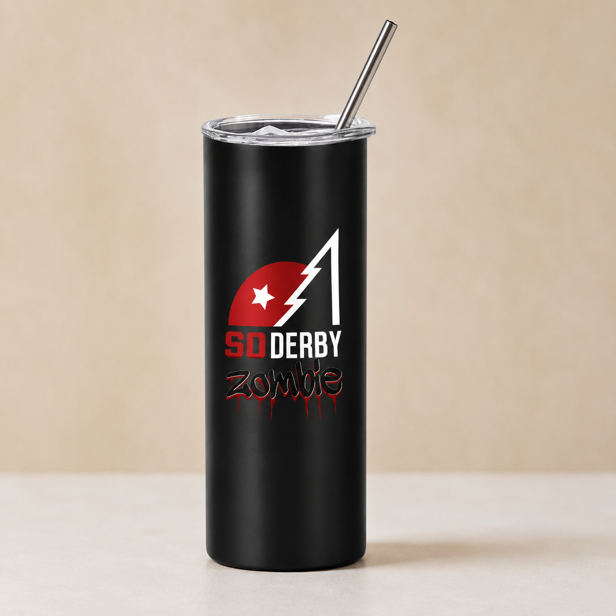 20oz Black Stainless Steel Skinny Tumbler - So Derby