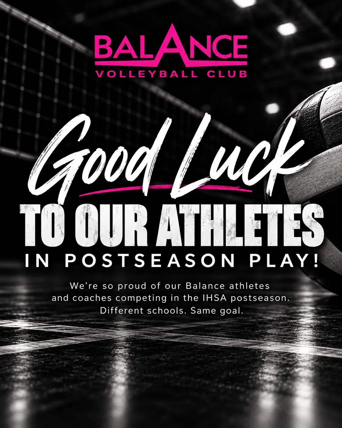 🏐 IT&rsquo;S POSTSEASON TIME! 🏐

Good luck to all of our Balance athletes and coaches competing in the IHSA State Playoffs! We&rsquo;re proud to have Balance represented at 18 different high schools this postseason! 💗🖤

Let&rsquo;s get out, pack 