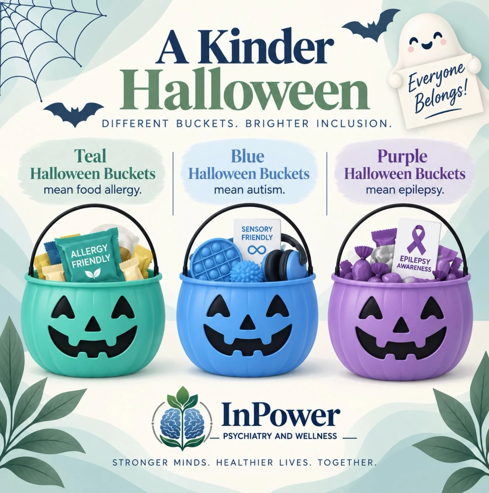 🌿A Kinder Halloween Starts With Awareness🌿

As Halloween approaches, you may notice children carrying different colored trick-or-treat buckets. While a bucket color should never be treated as a diagnosis or a universal signal, some families use cer