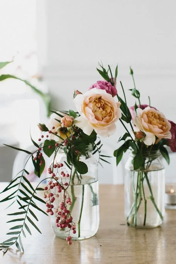 flowers + berries in mason jars.jpeg