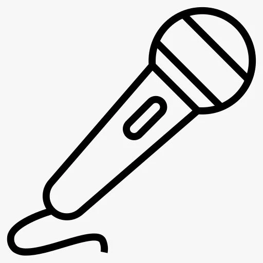 Outline drawing of a handheld microphone.