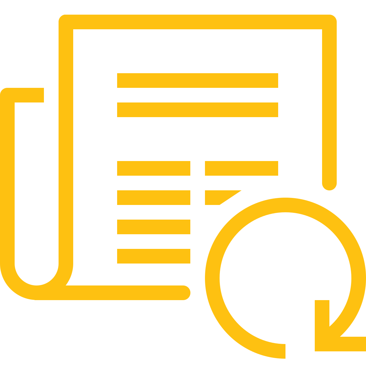 An icon of a contract with a continuous circle