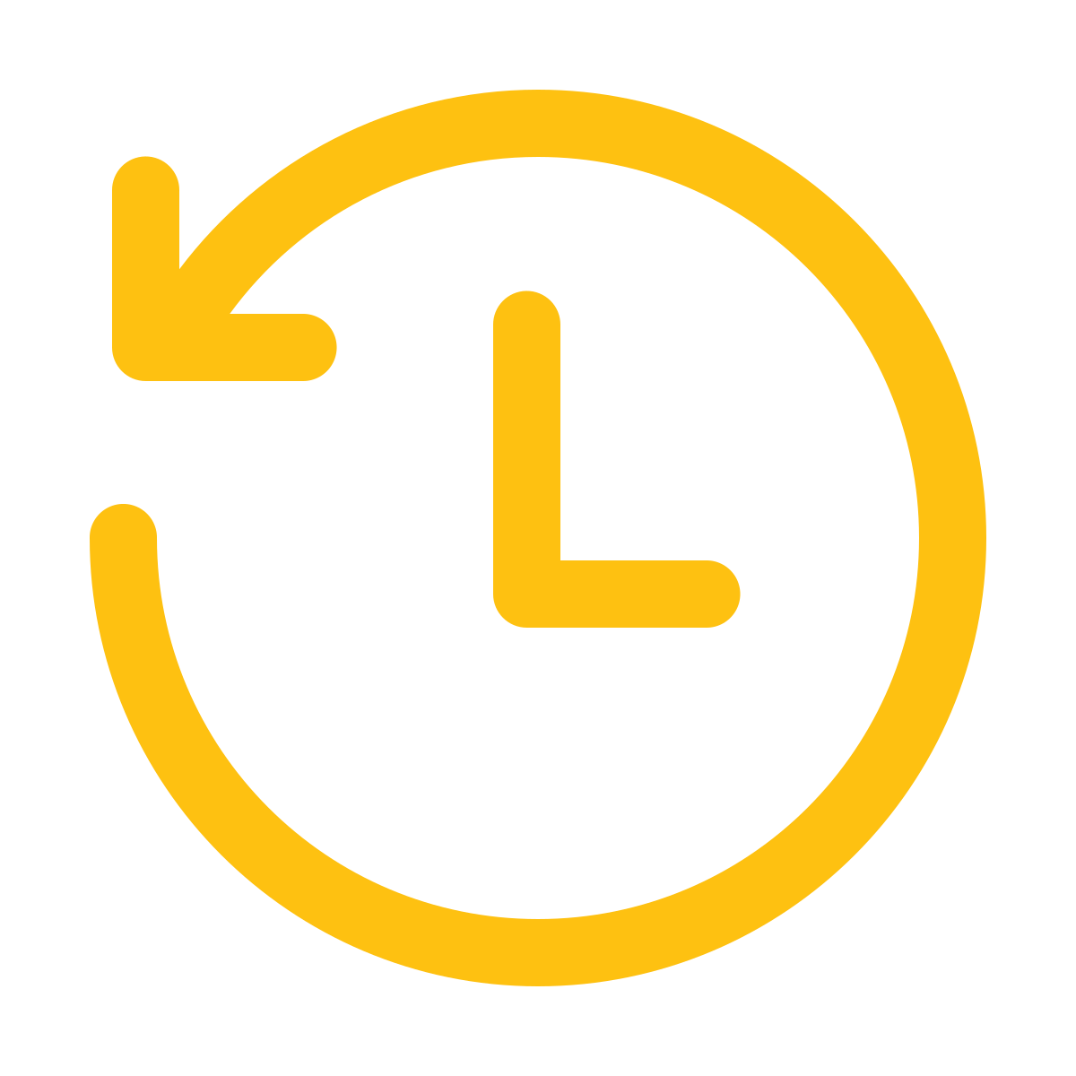 An icon of a clock inside a continuous circle