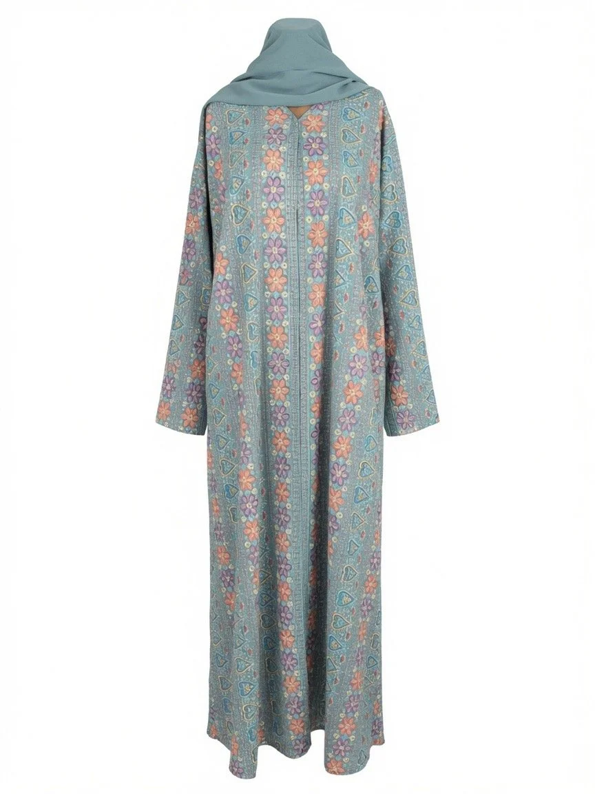 Kashmiri Embroidered Chiffon Abaya with Matching Hijab