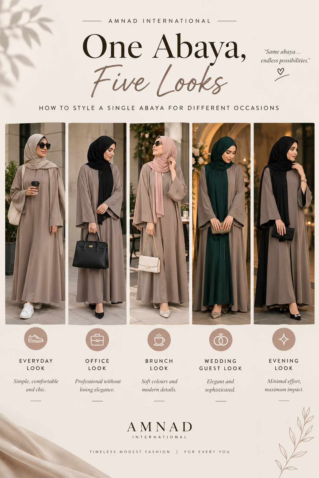 One Abaya, Five Looks: How to Style a Single Abaya for Different Occasions