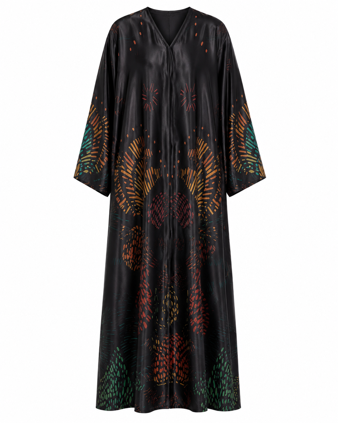 Luxury Printed Abaya for Women with Matching Hijab, Satin Silk Finish