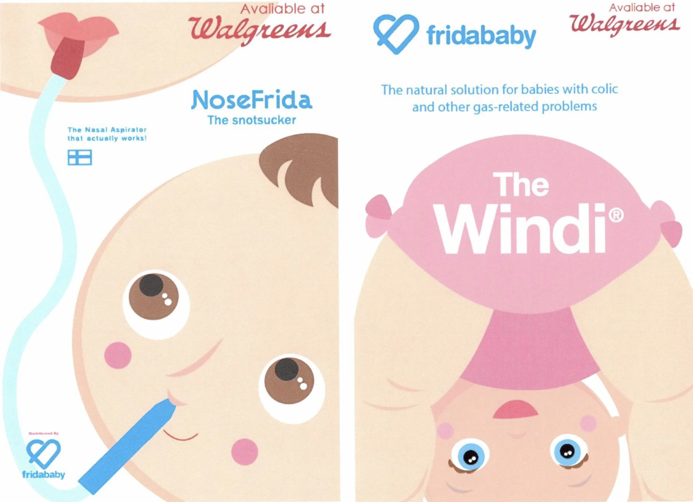 Walgreens in-office handout featuring NoseFrida The Snotsucker and The Windi, distributed to pediatric professionals circa 2013