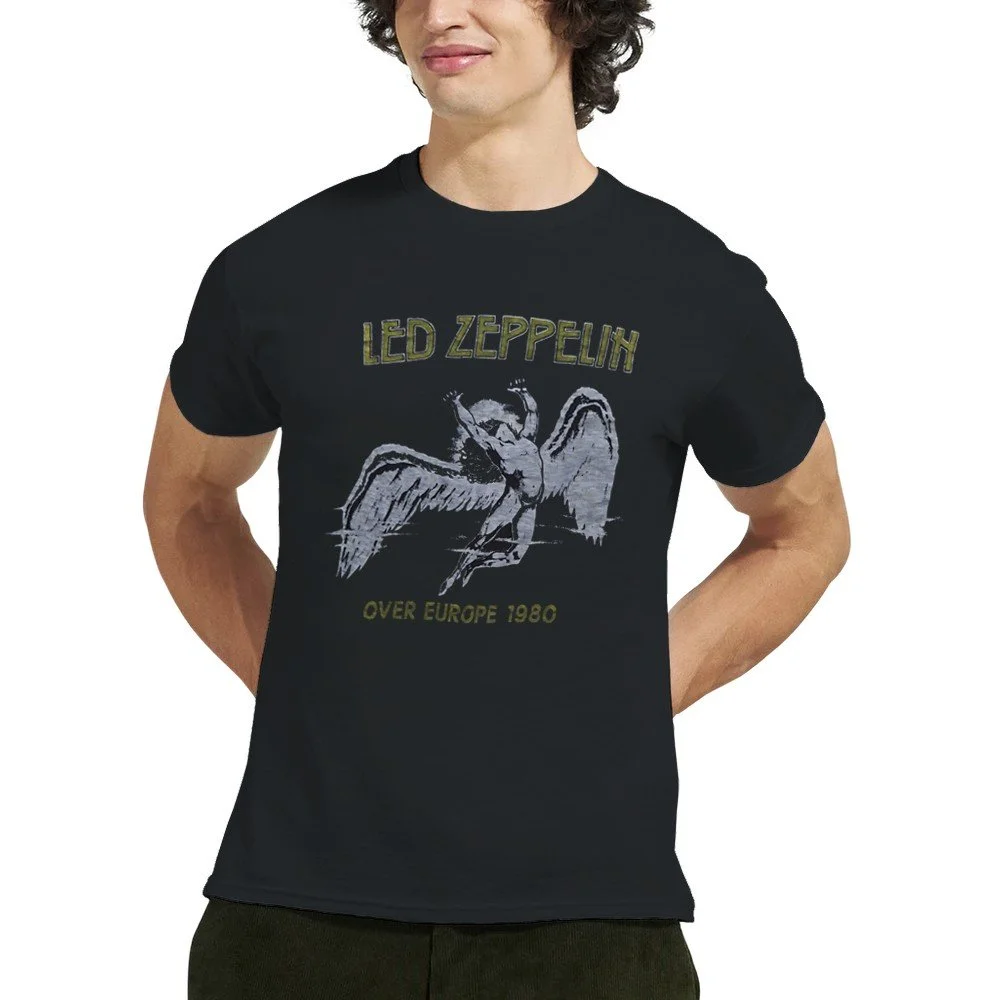 Led Zeppelin Over Europe Tour 1980 Replica Concert T-Shirt - Heavyweight Cotton