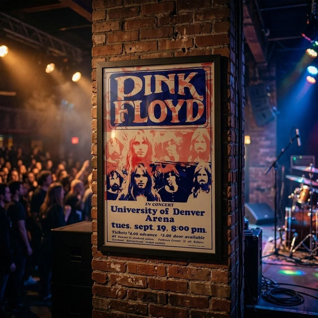 Pink Floyd University of Denver 1972 Concert Poster - Framed Wall Art