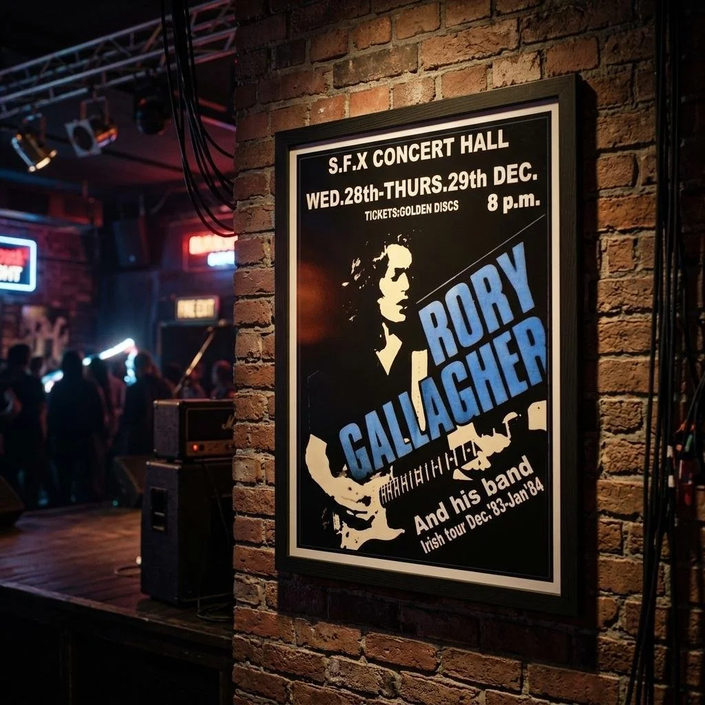 Rory Gallagher S.F.X. Dublin 1983 Concert Poster – Framed Music Wall Art