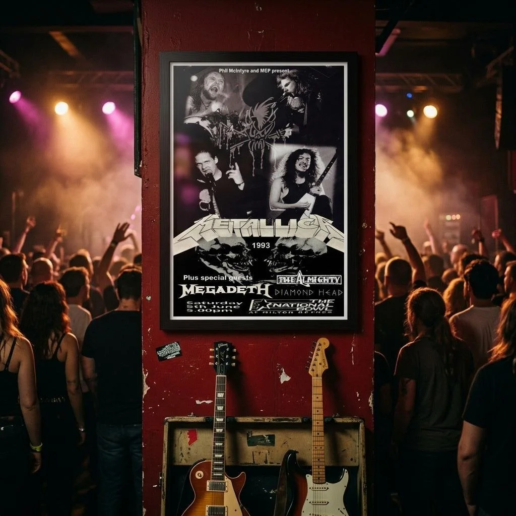 Metallica Milton Keynes 1993 Replica Concert Poster – Framed Music Wall Art