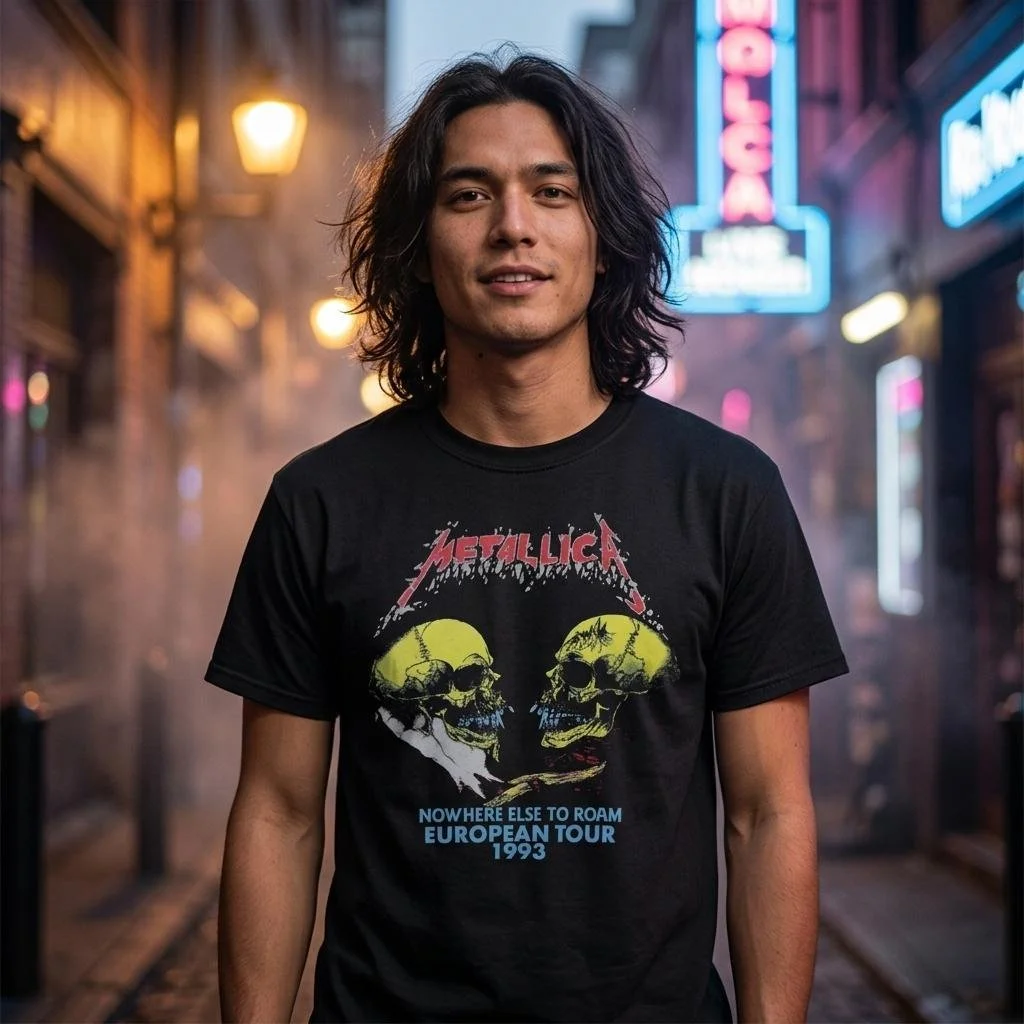 Metallica Nowhere Else To Roam 1993 Tour Replica Vintage Heavyweight T-Shirt