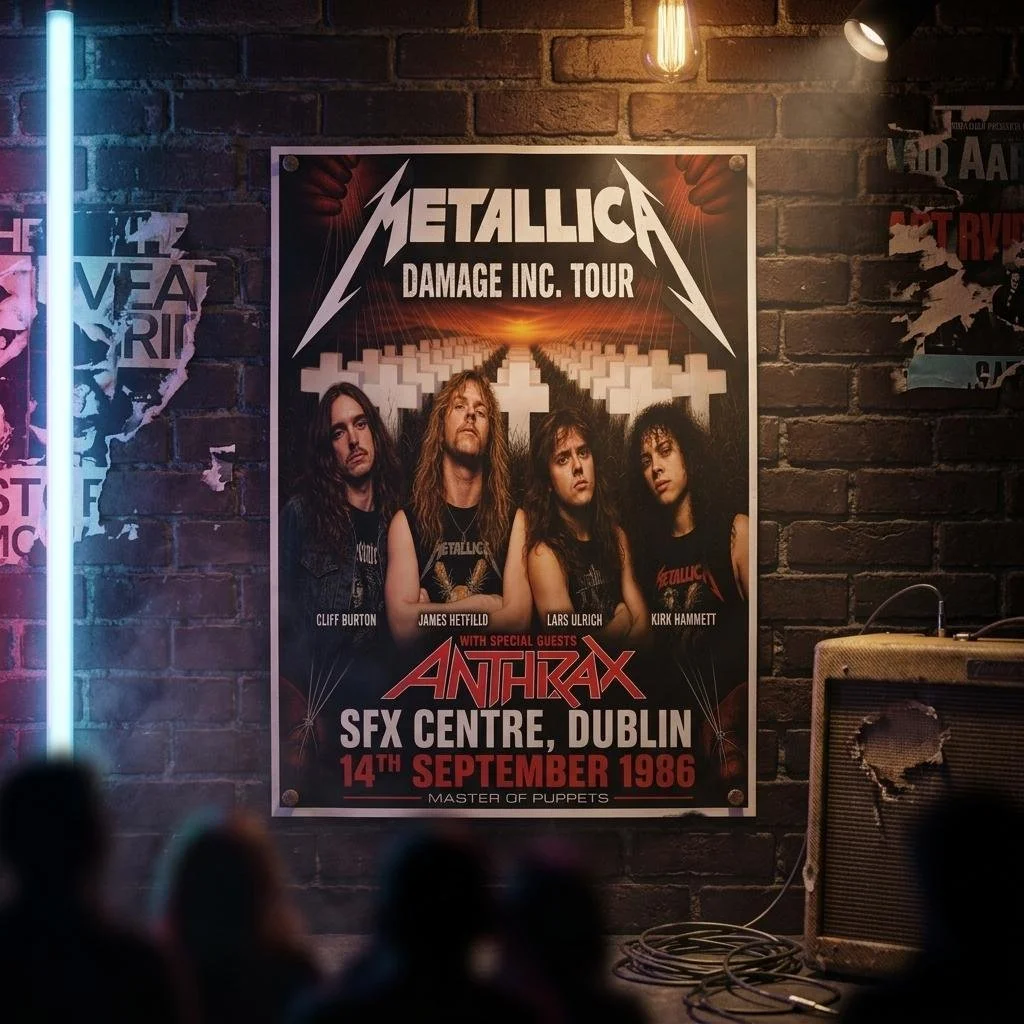 Metallica Damage Inc Tour 1986 Dublin SFX Centre Replica Poster