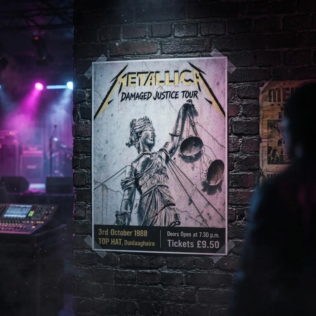 Metallica Dublin 1988 Top Hat Poster – Damaged Justice Tour Replica Print