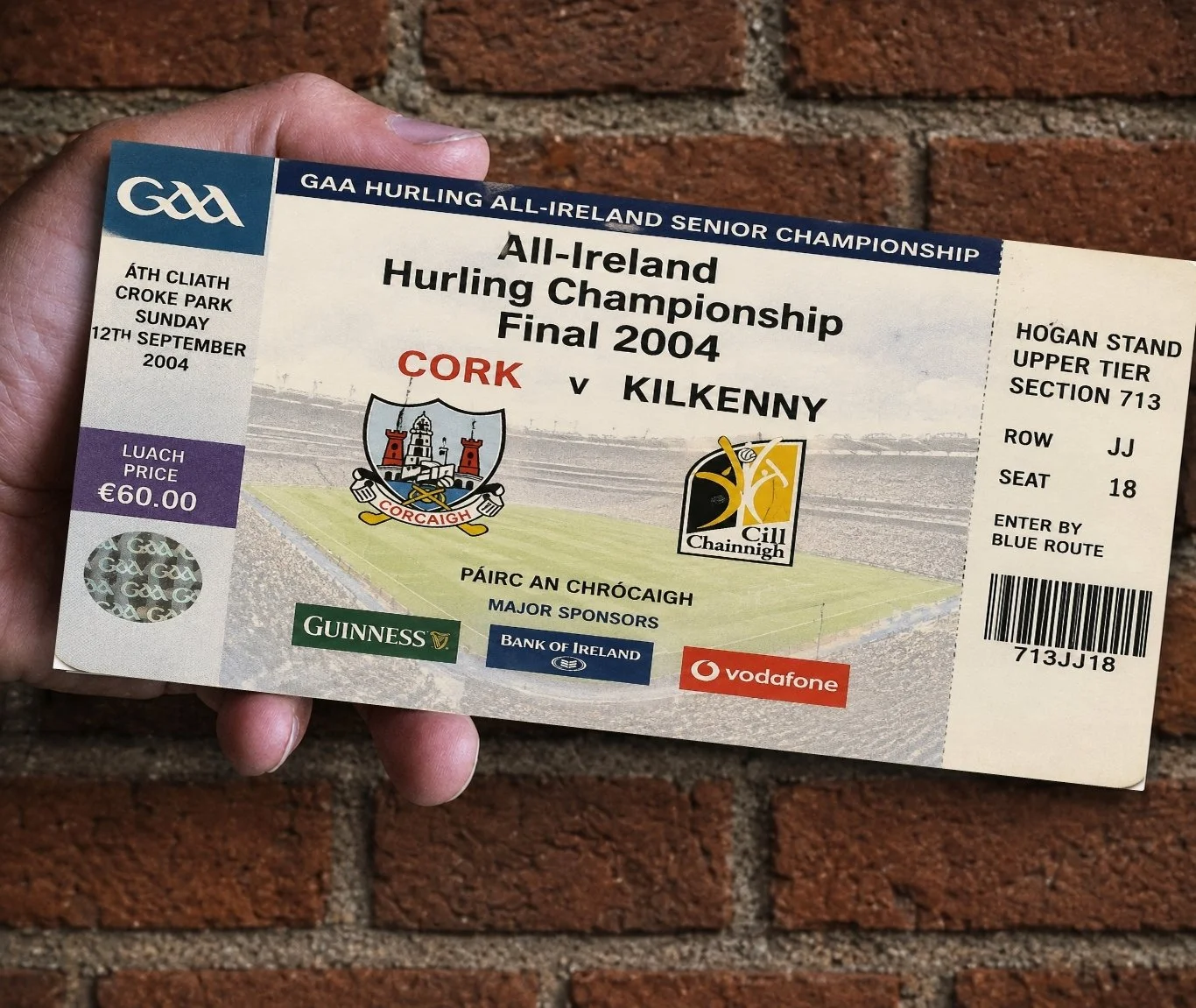 Souvenir Ticket Cork v Kilkenny 2004 All Ireland Hurling Final