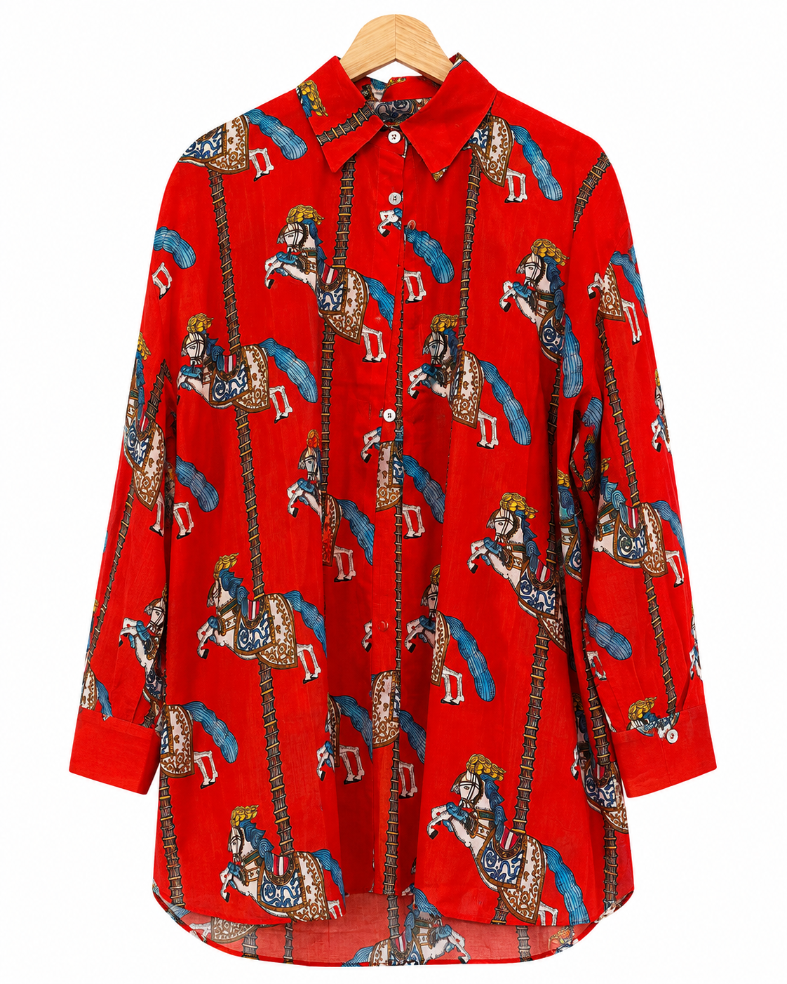 RED CAROUSEL - RELAXED LINEN COTTON SHIRT