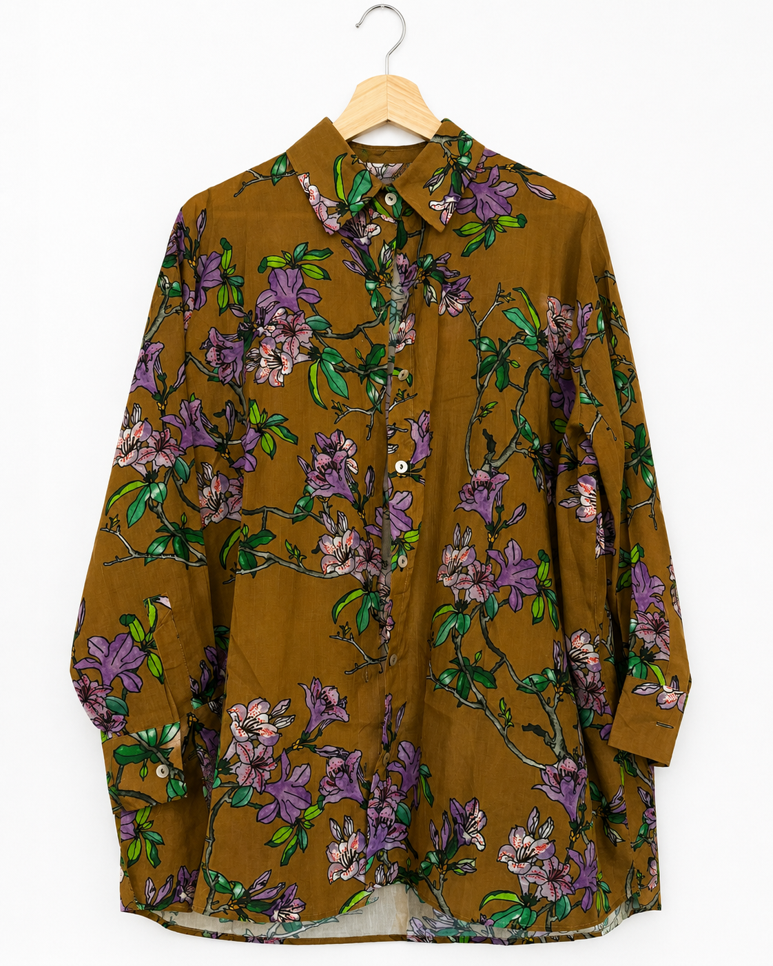 AZALEAS CAMEL - RELAXED LINEN COTTON SHIRT