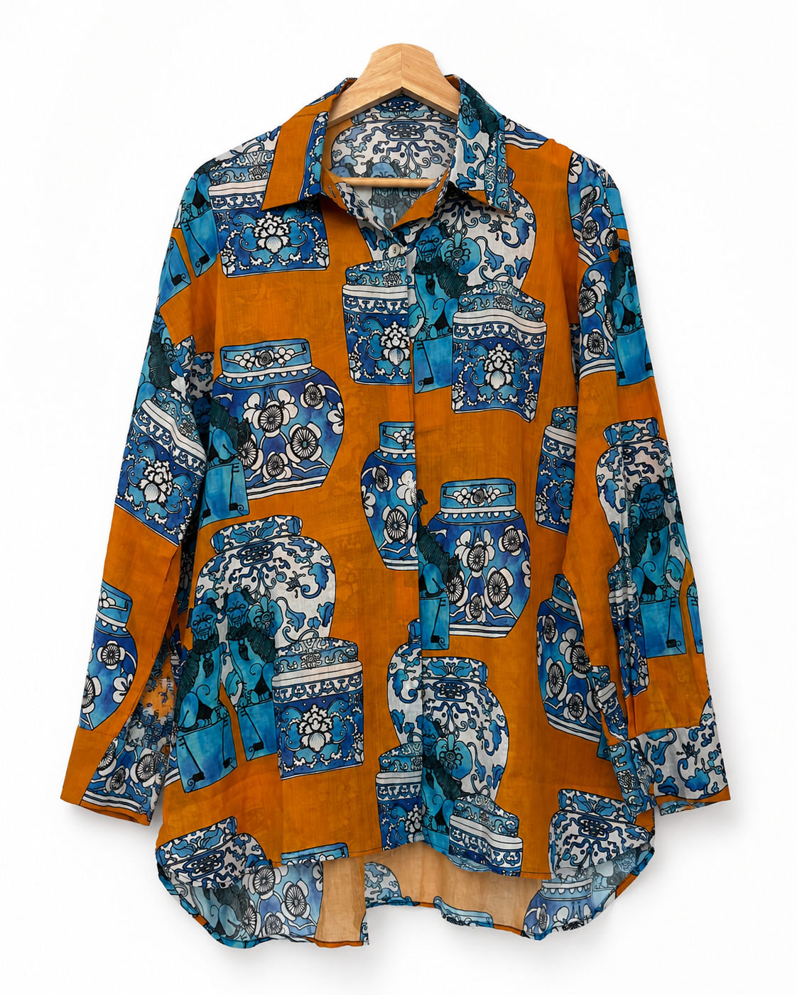 CHINESE VASES - RELAXED LINEN COTTON SHIRT
