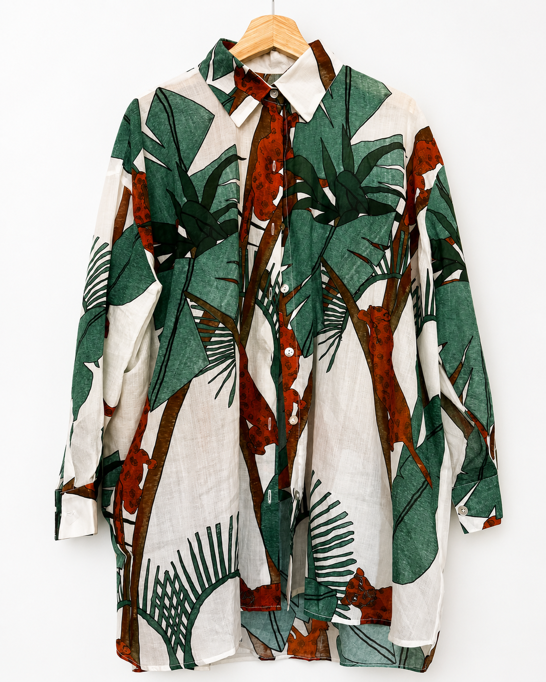 JUNGLE LEOPARD - RELAXED LINEN COTTON SHIRT