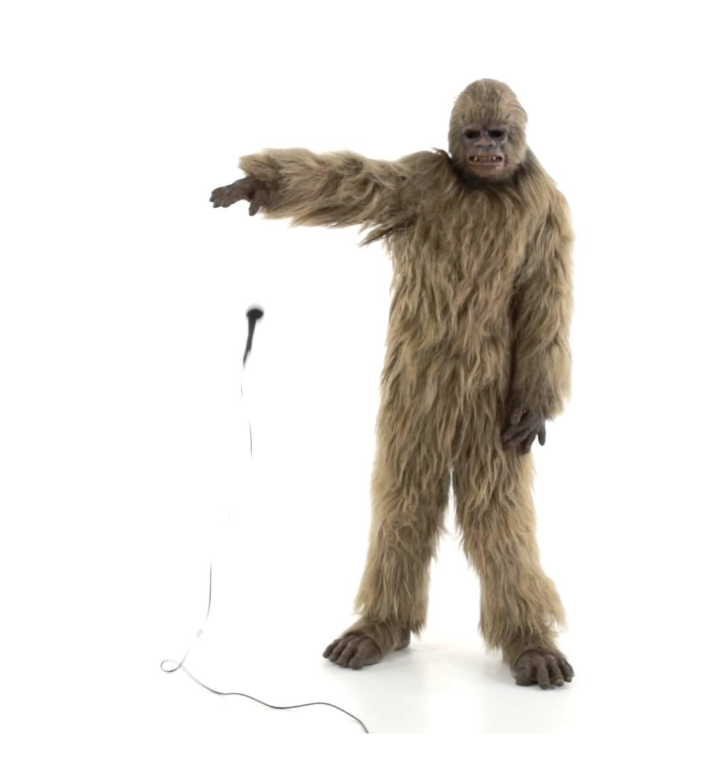 A person in a Chewbacca costume dropping the mic.