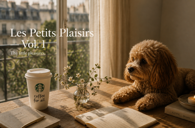 Cozy moment soft sunlight moment with a Cavapoo and cofee