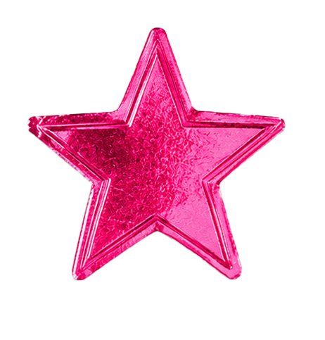 Pink star-shaped marker with textured surface and raised edges.