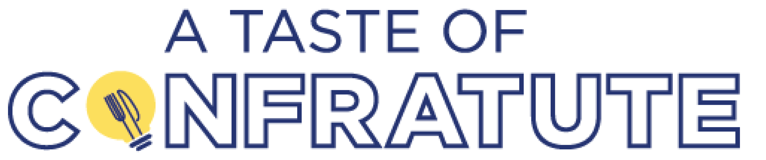 Text that reads 'A Taste of Connectivity' with a yellow circle containing a fork and knife icon.