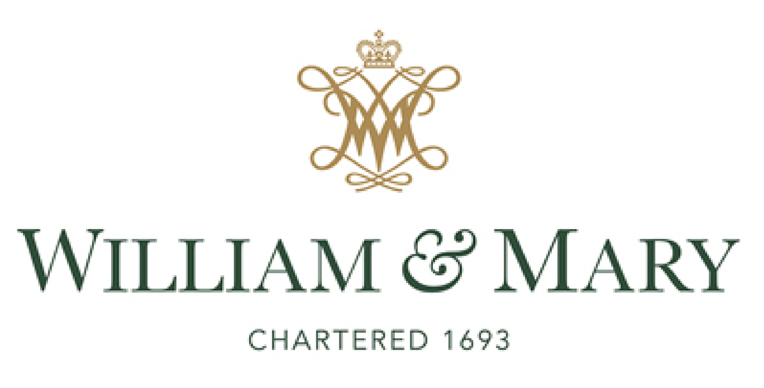 William & Mary logo featuring a gold crown and intricate monogram, with the text 'William & Mary Chartered 1693' underneath.