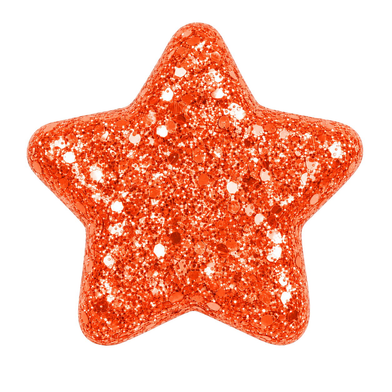 Red glittery star-shaped balloon against a black and white background.