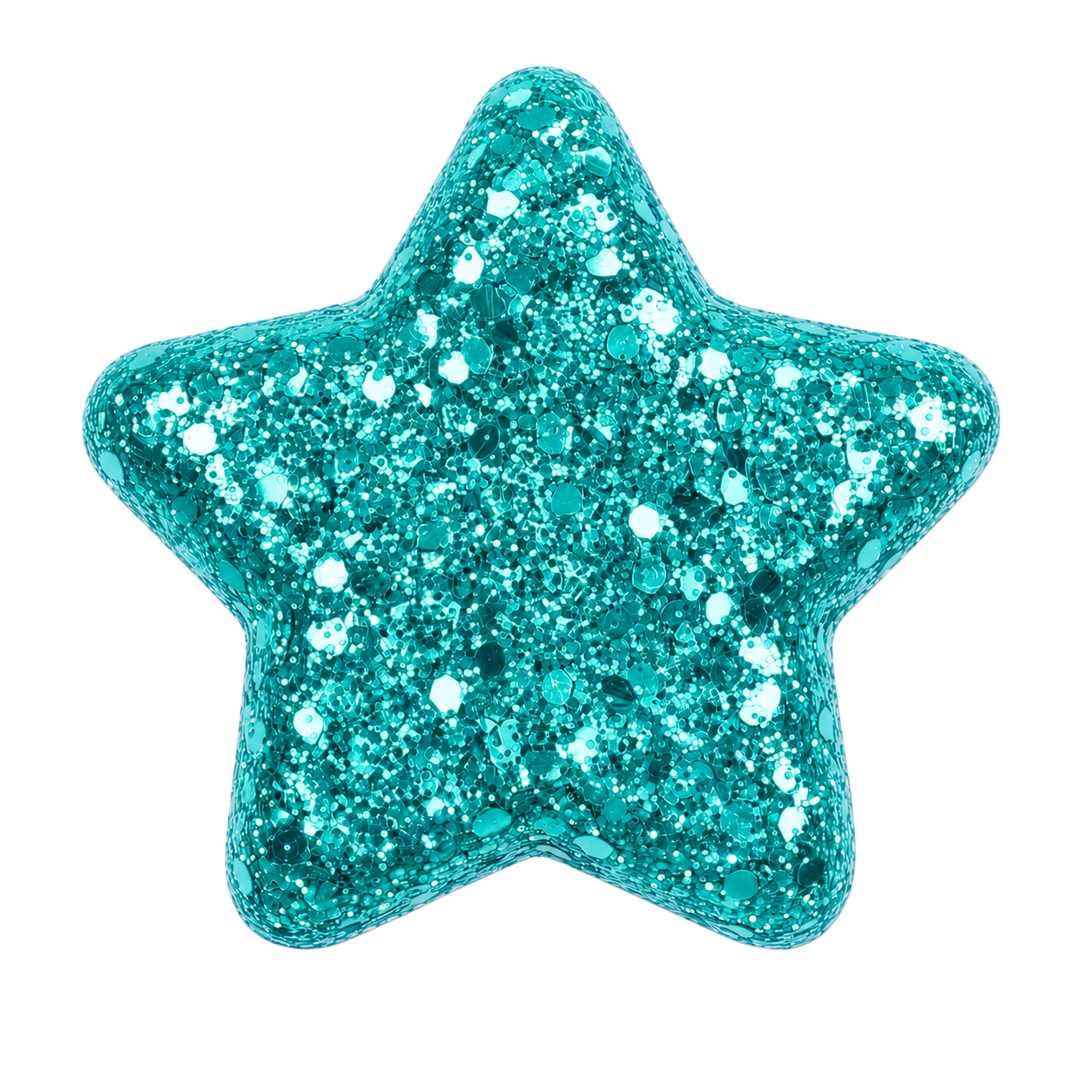 A shiny blue star-shaped balloon covered in glitter.