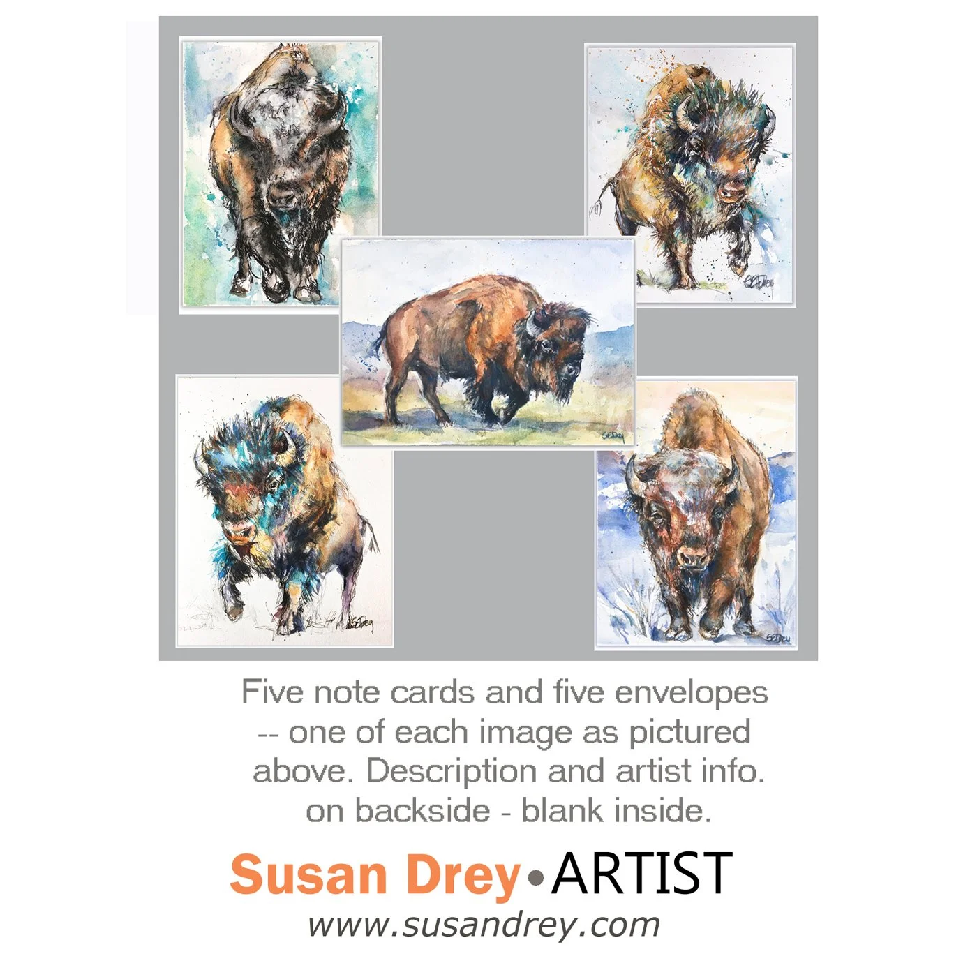 Bison notecards - 5 pk