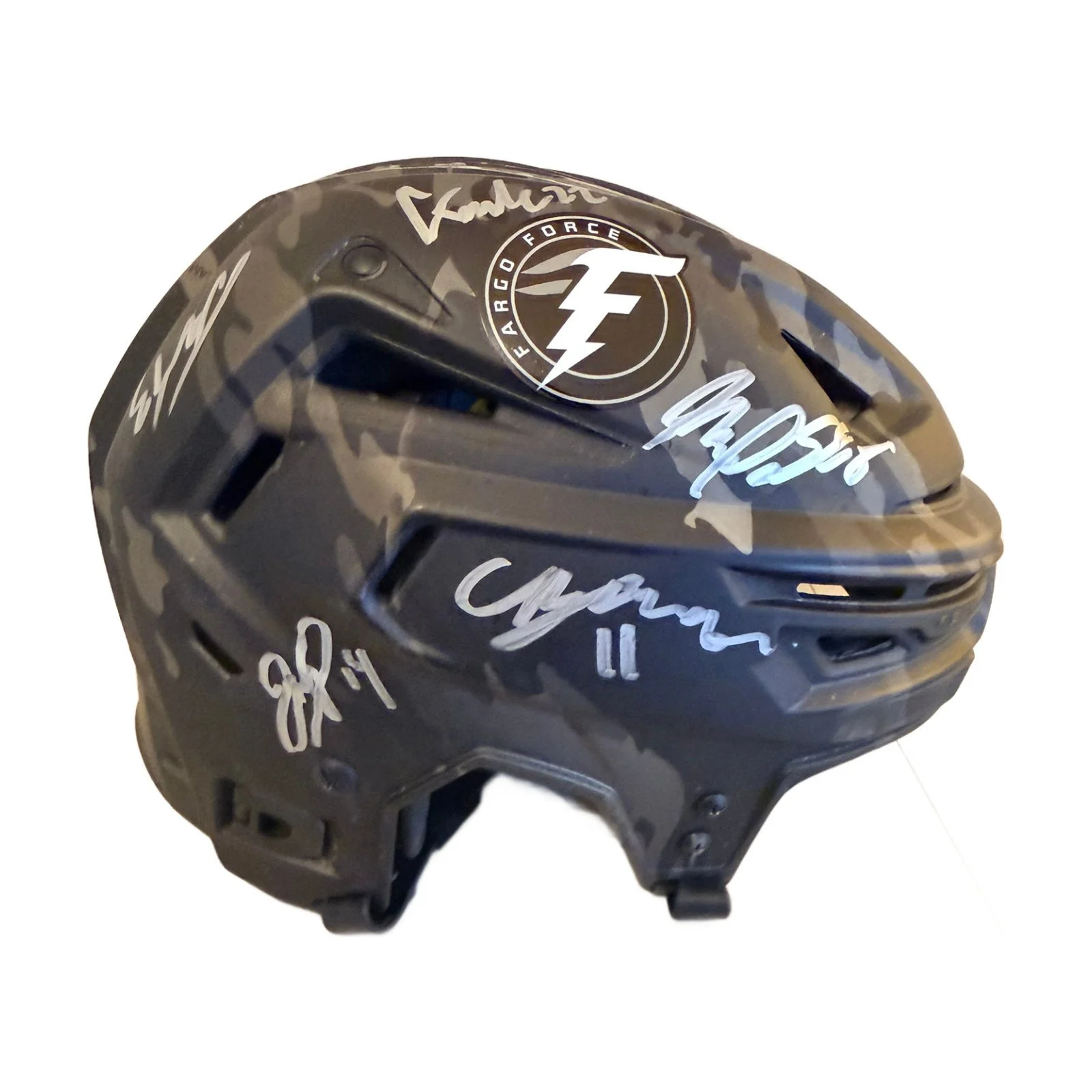 2022 Fargo Force Hometown Heroes Signed Helmet – Black Matte Camo.jpg