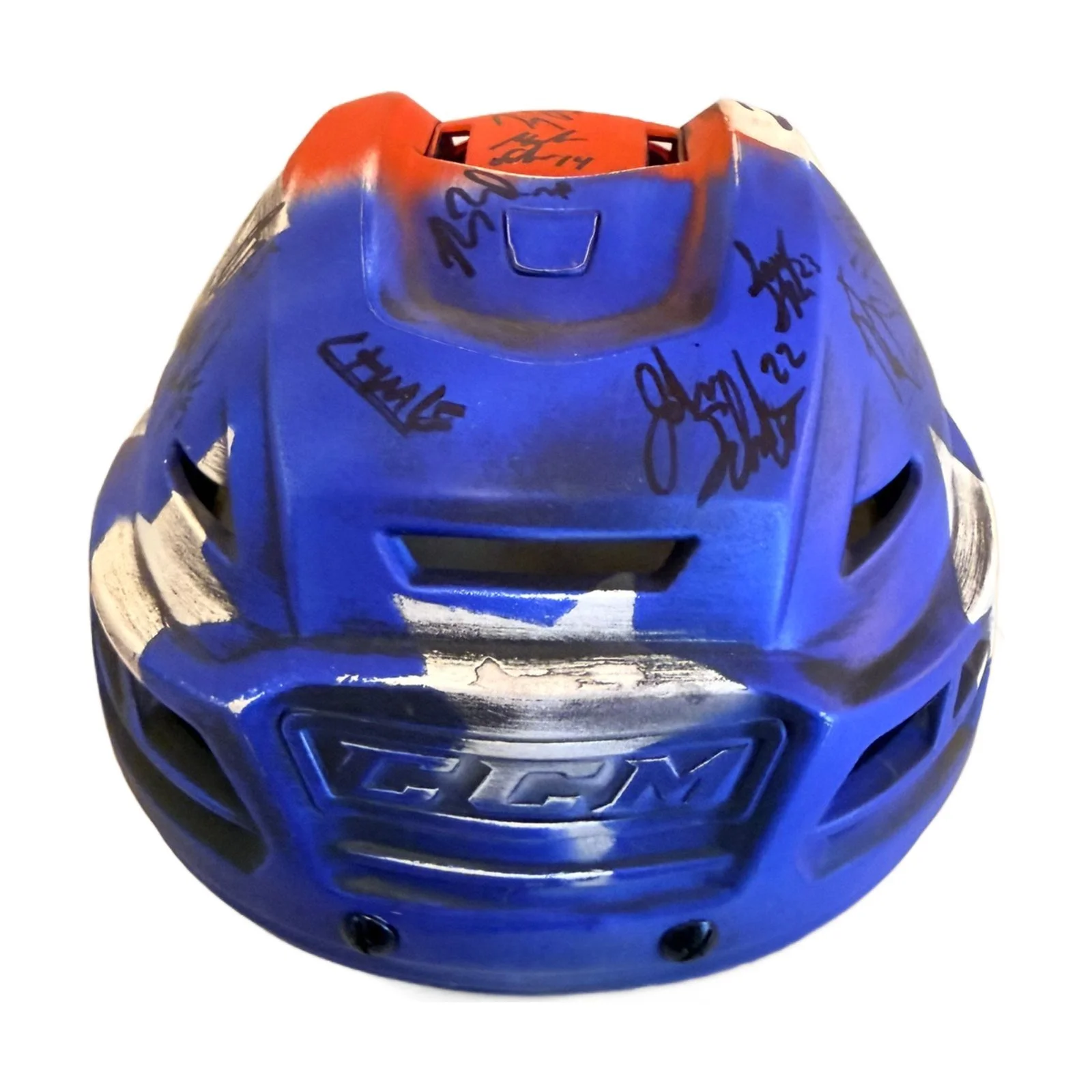 2018 Fargo Force Hometown Heroes Signed Helmet – Red, White & Blue2.jpg