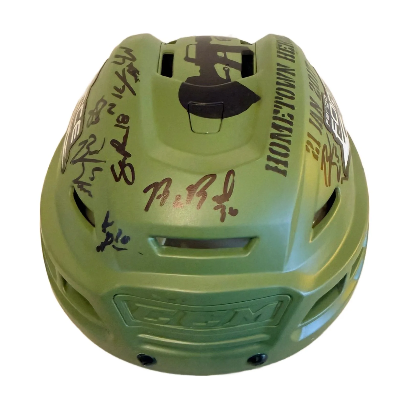2017 Fargo Force Hometown Heroes Signed Helmet – Military Green2.jpg