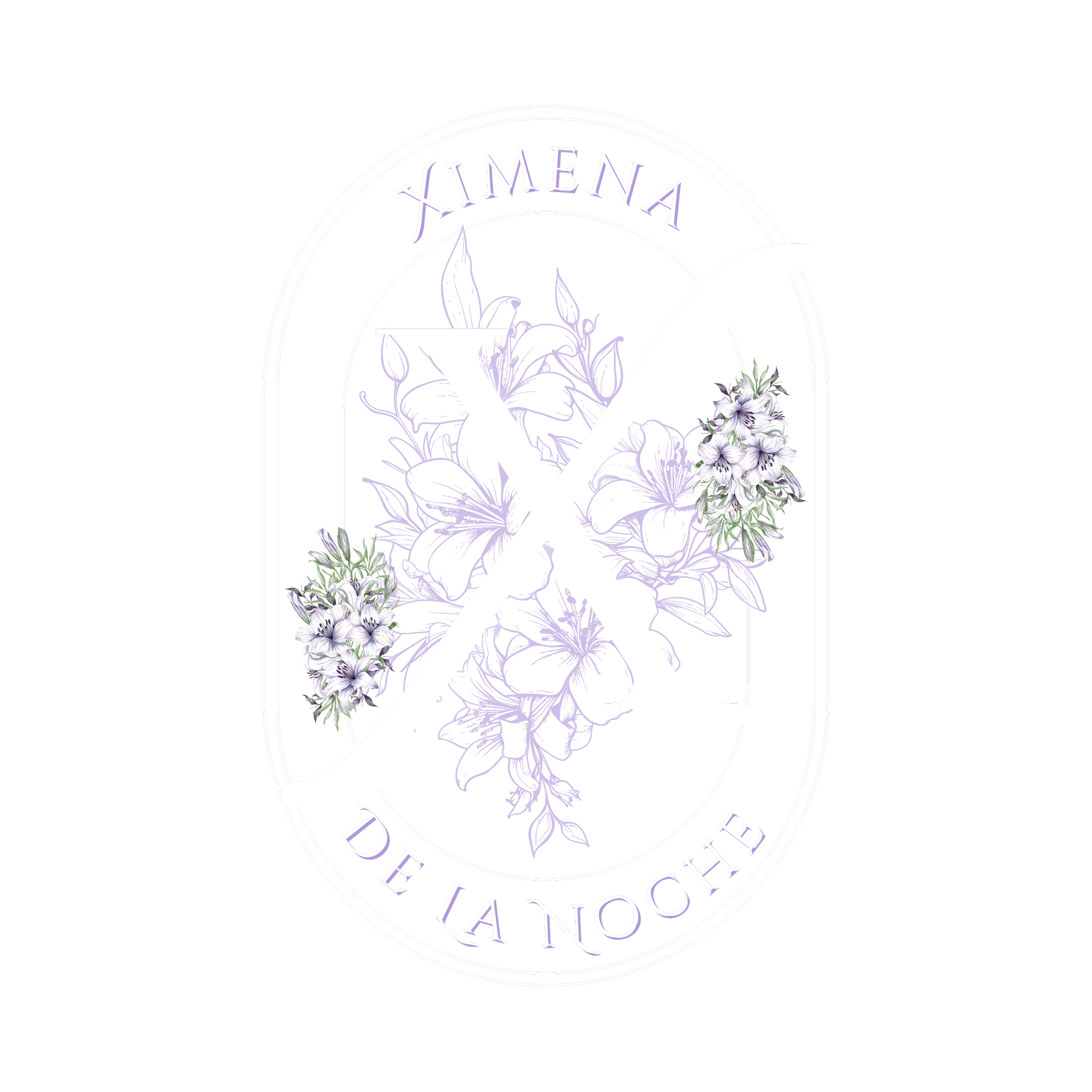 A neon-style graphic featuring the word 'XIMENA' above a checkmark, surrounded by floral illustrations, and a circular border with the text 'JORNADA DE LA'.