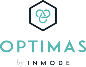 Optimas logo with a stylized infinity symbol inside a hexagon and the text 'OPTIMAS by INMODE' beneath it.