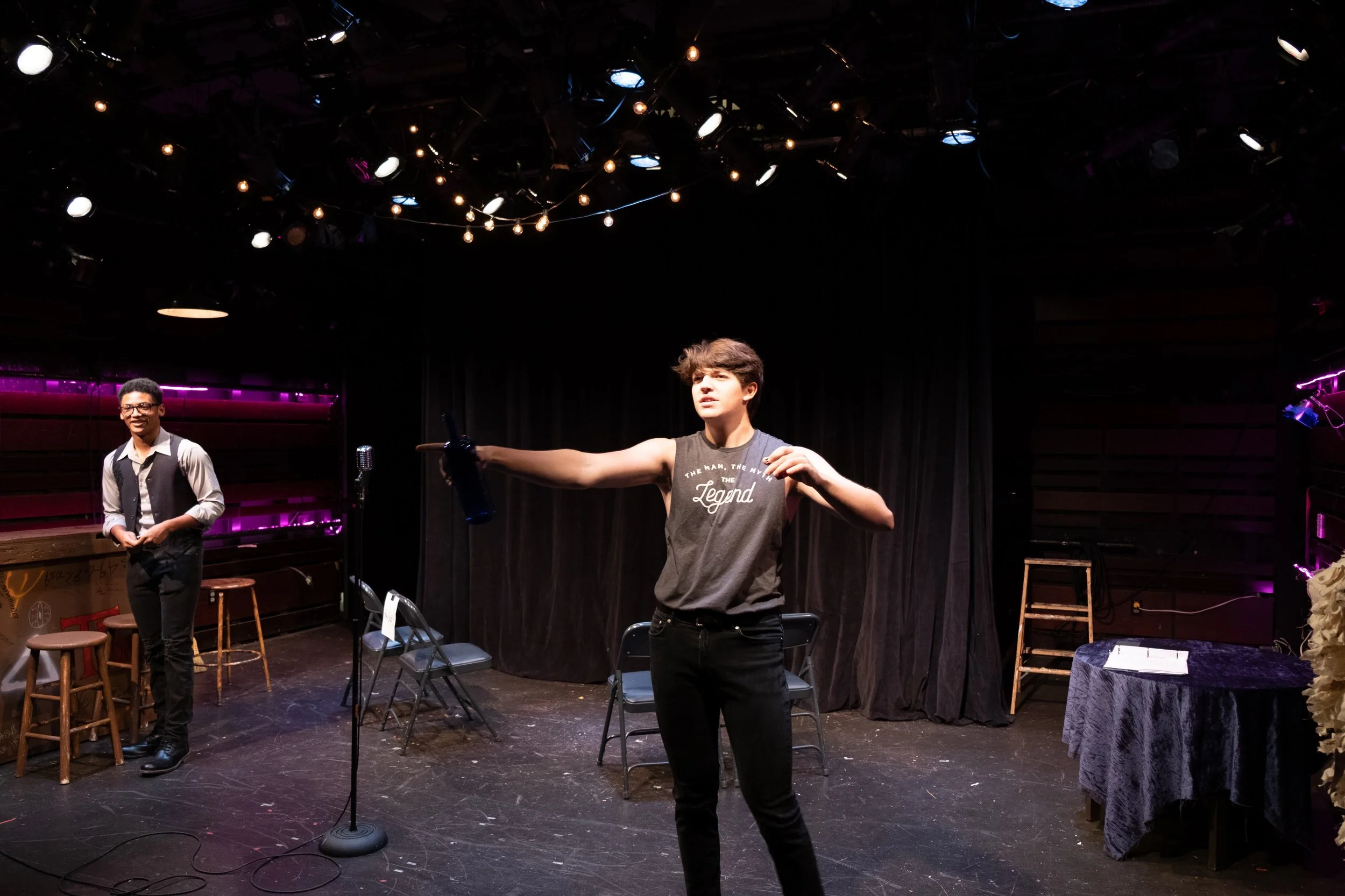 Production photo from Night and Daedalus performed at Fordham Theatre. 