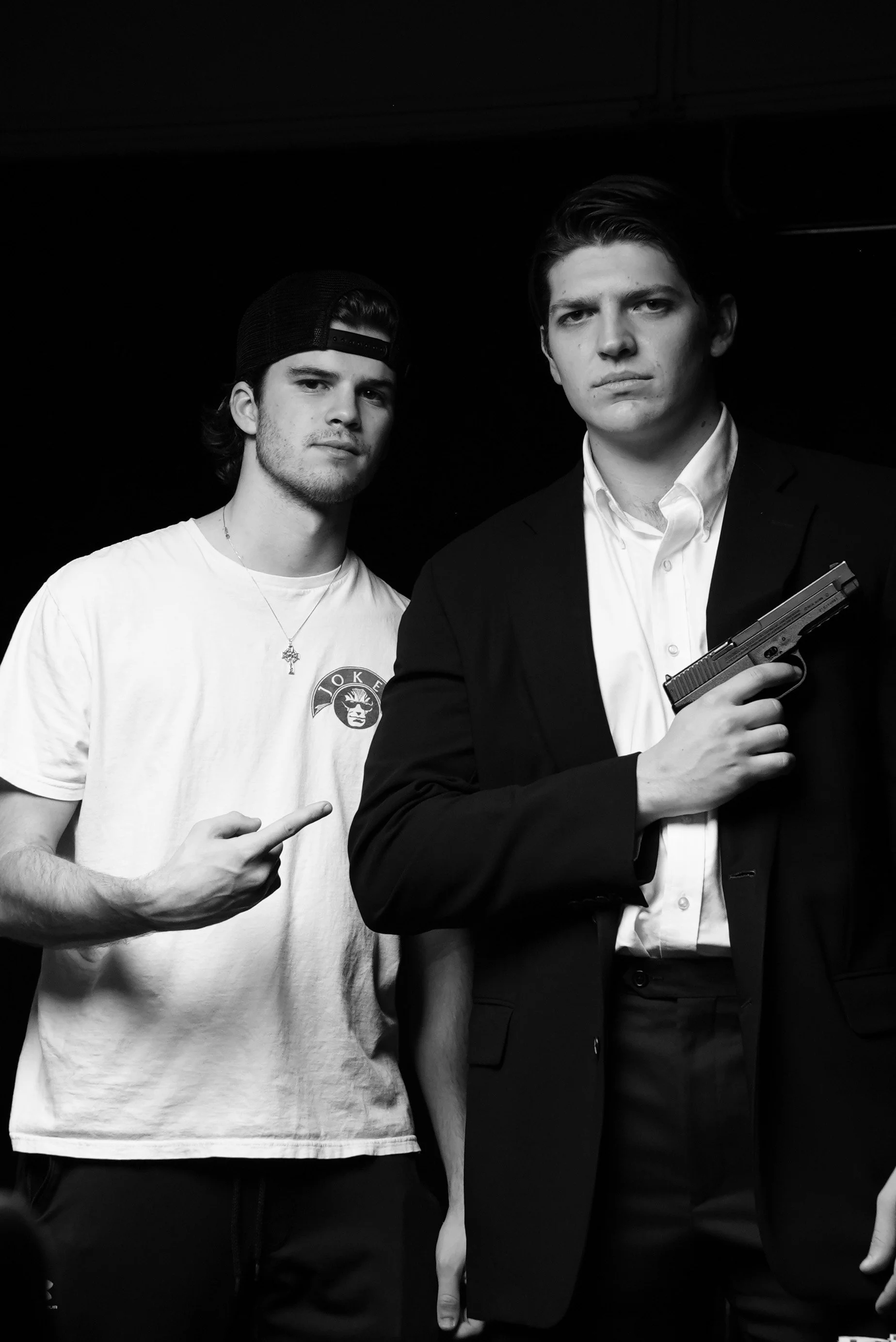 Alexander with director Quin Sherry. Behind the scenes of Blood Money.