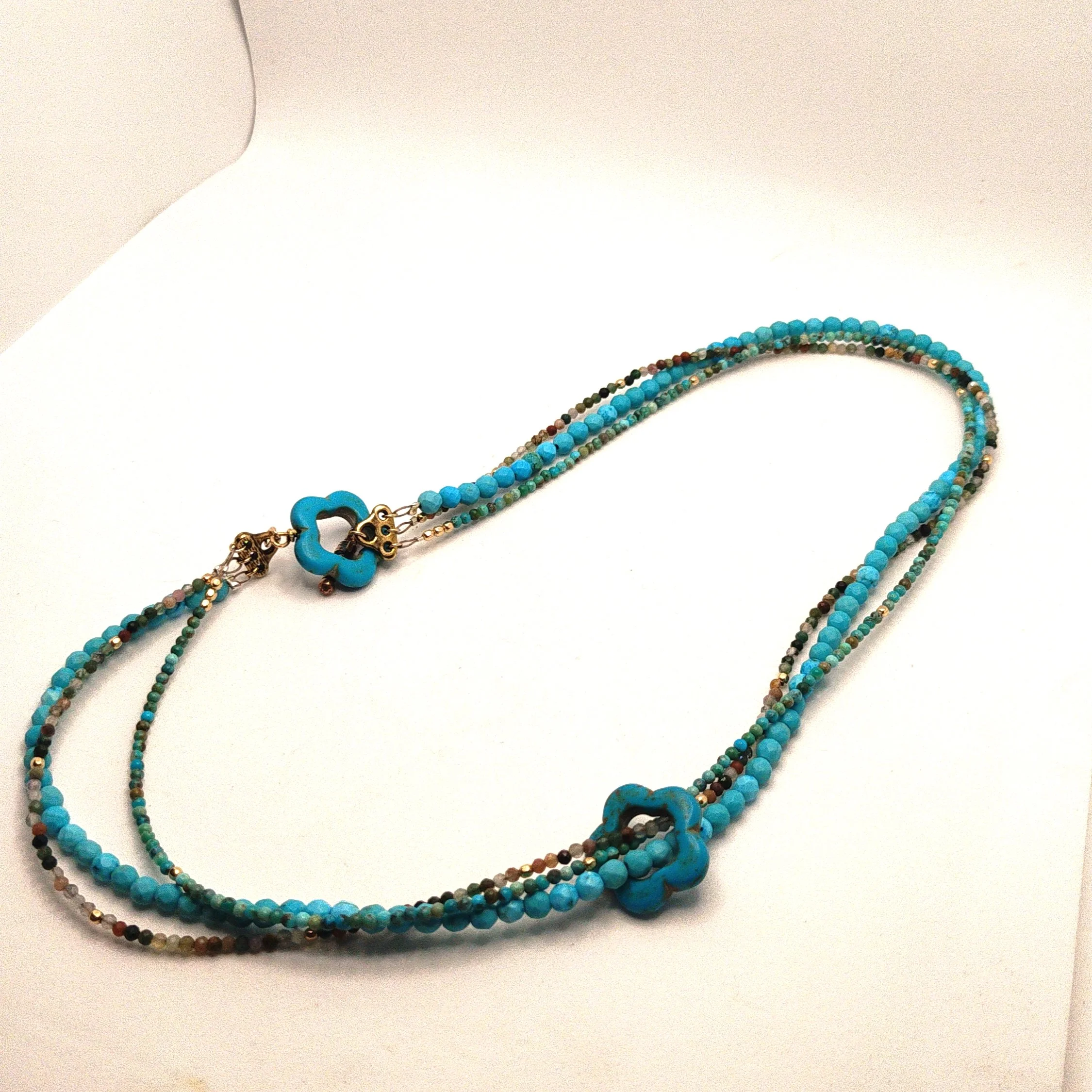 Boho Turquoise Triple Strand Necklace
