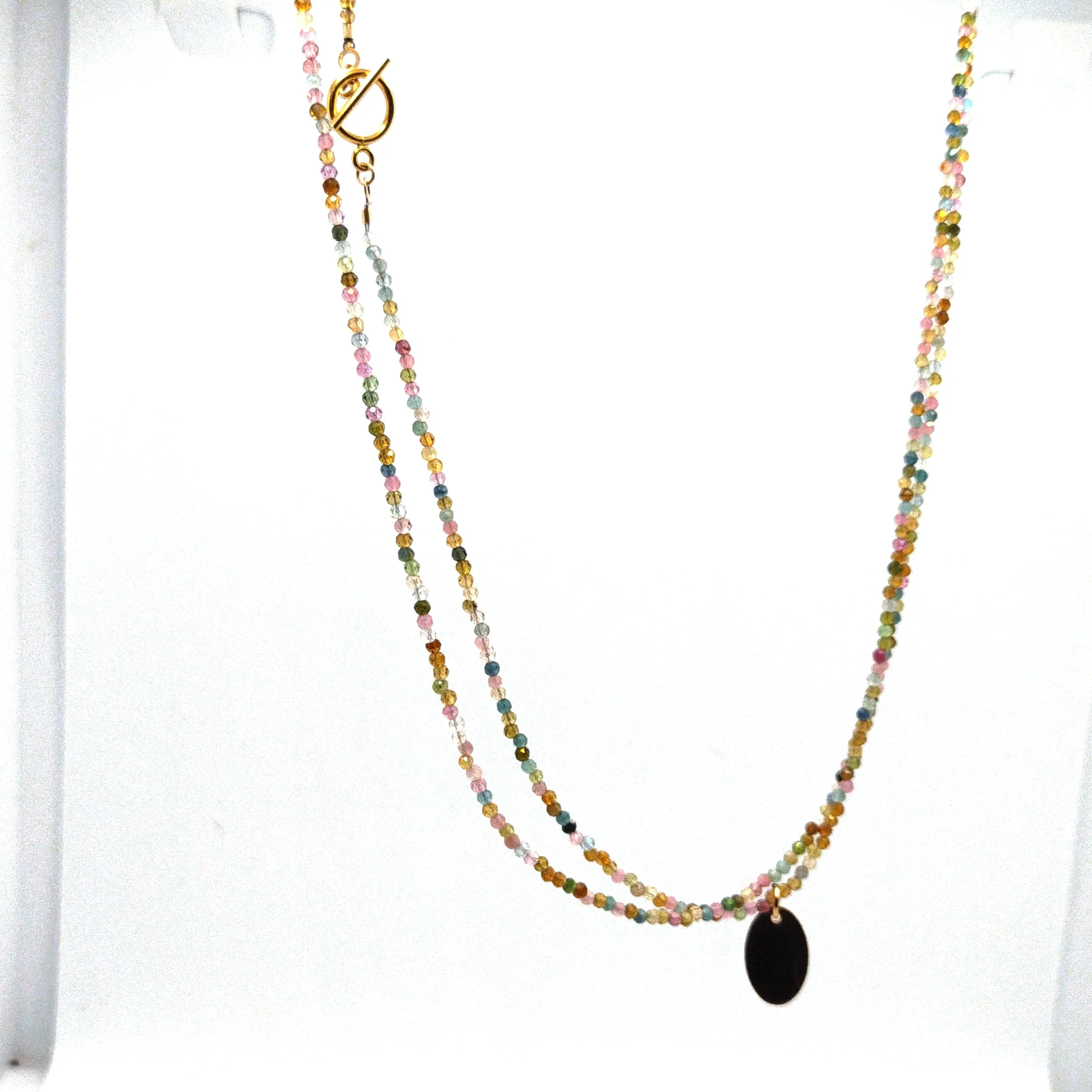 Micro Rainbow Tourmaline Bead Strand