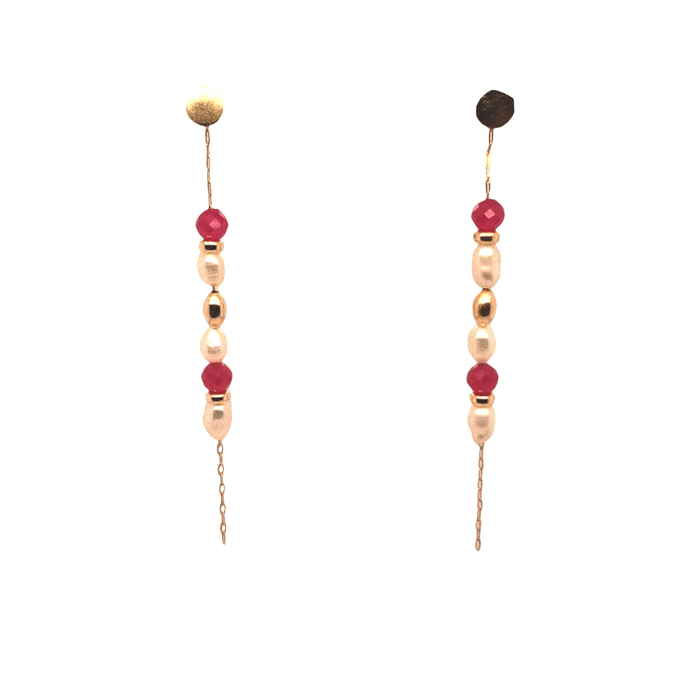 Mini Pearl & Ruby Earring