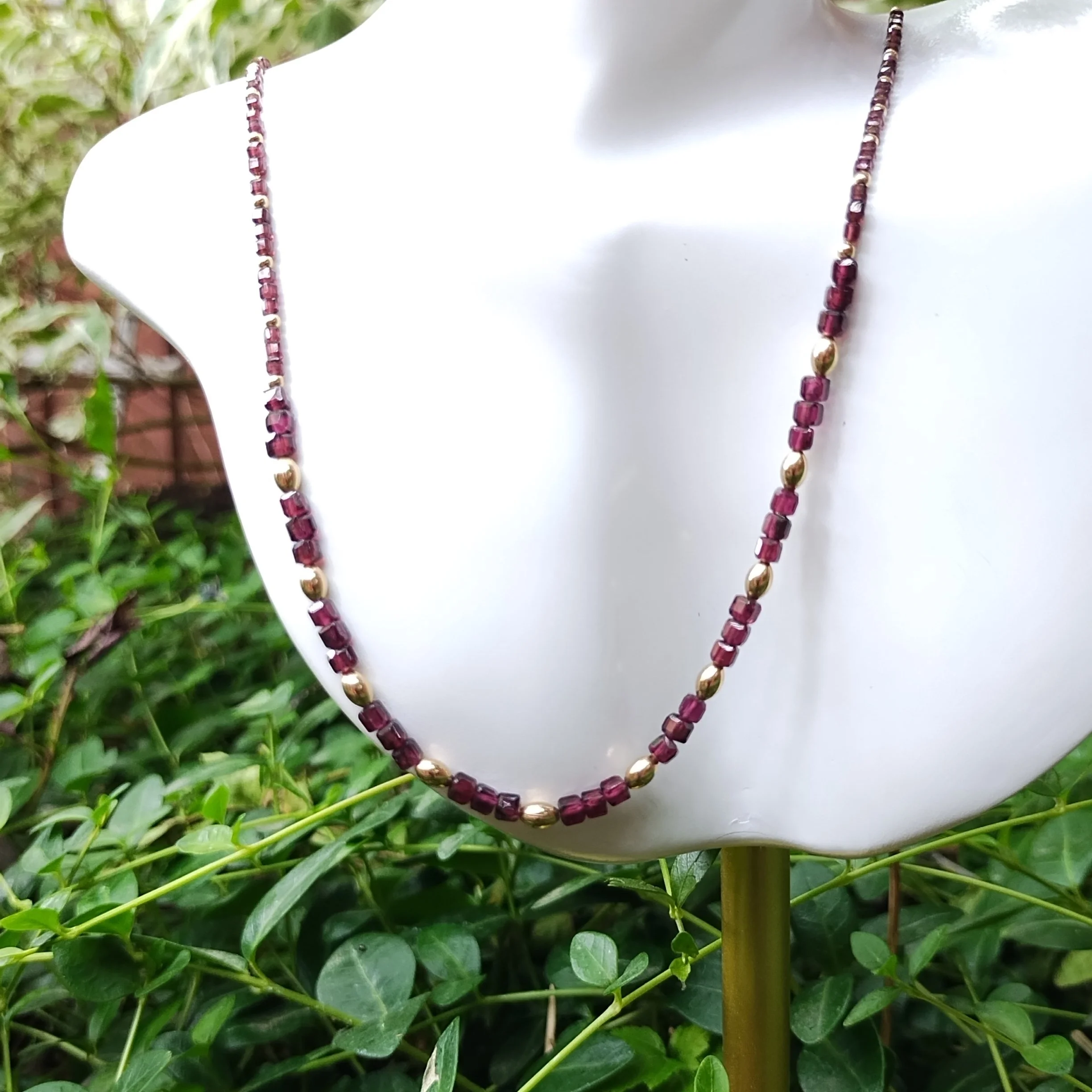 Grape Garnet Cube Necklace