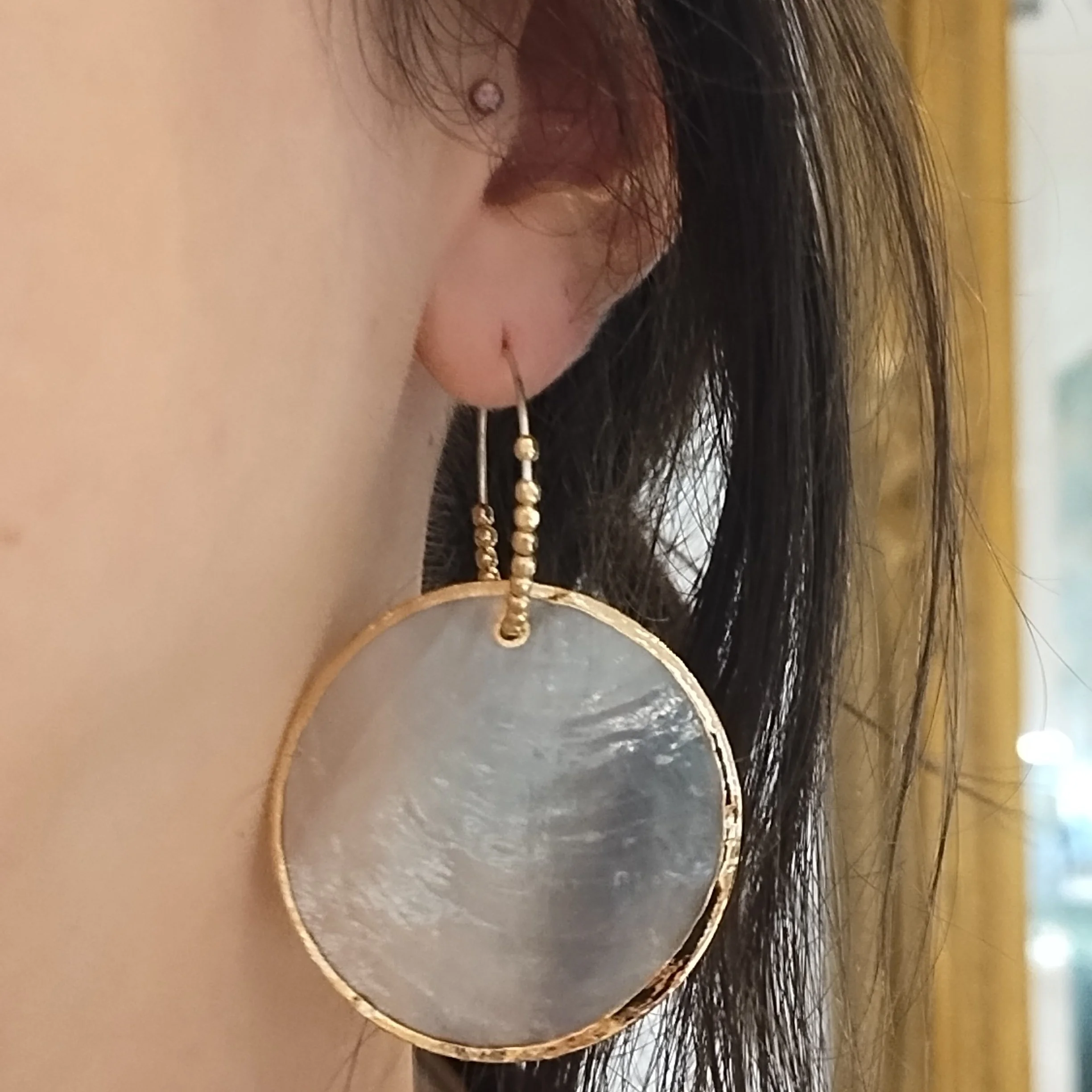 Window Pane Oyster Shell Earrings