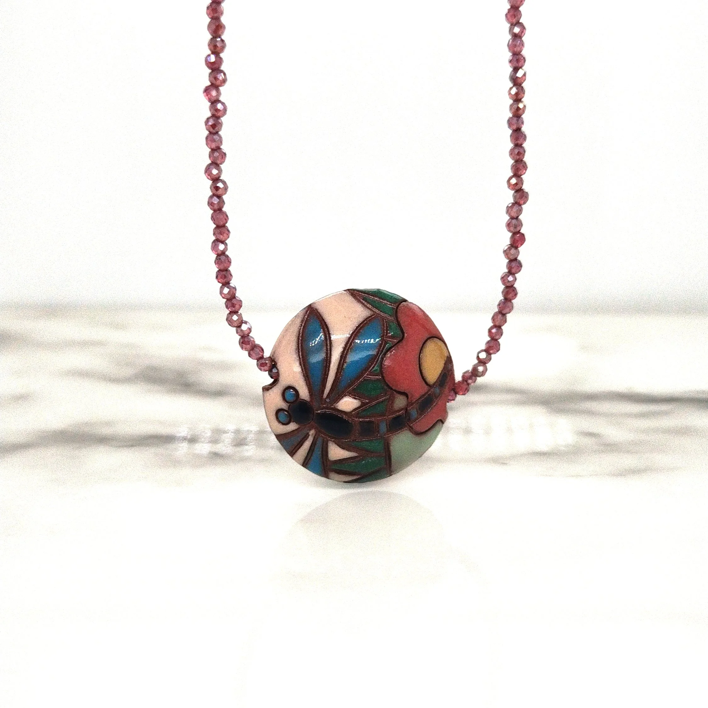Grape Garnet & Golem Bead Pendant
