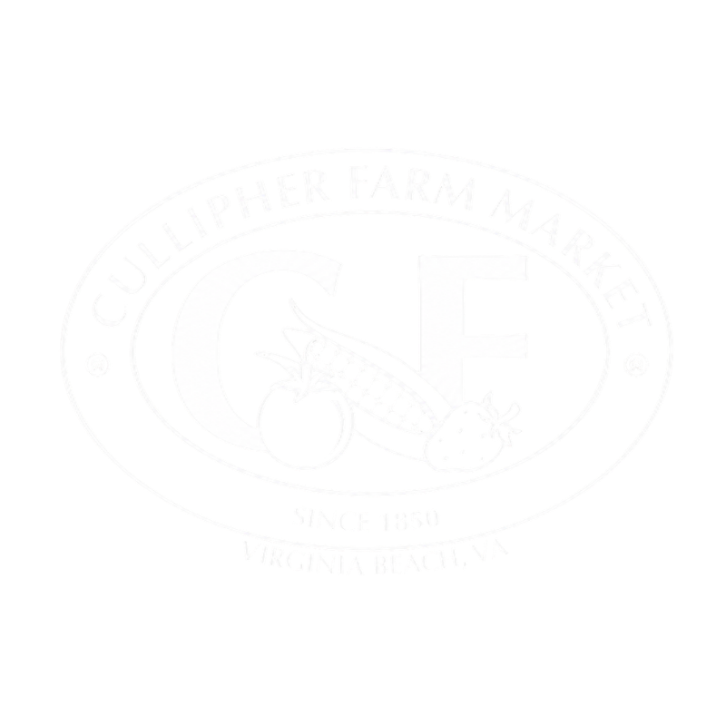 Logo for Cullipher Farm Market with a large 'C' and 'F', featuring a corn cob, apple, and strawberry, with text 'Since 1850 Virginia Beach, VA'.