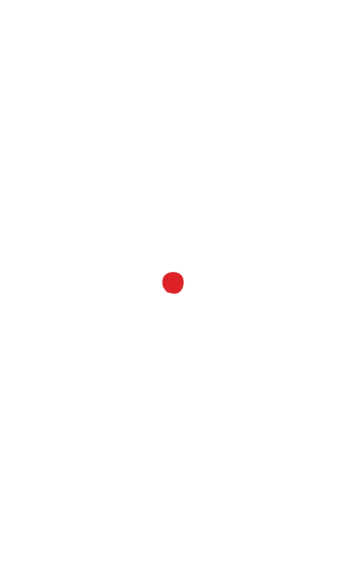 A black silhouette of a human figure standing upright with arms slightly bent, a red circle on the chest, and a smaller circle at the bottom of the figure.