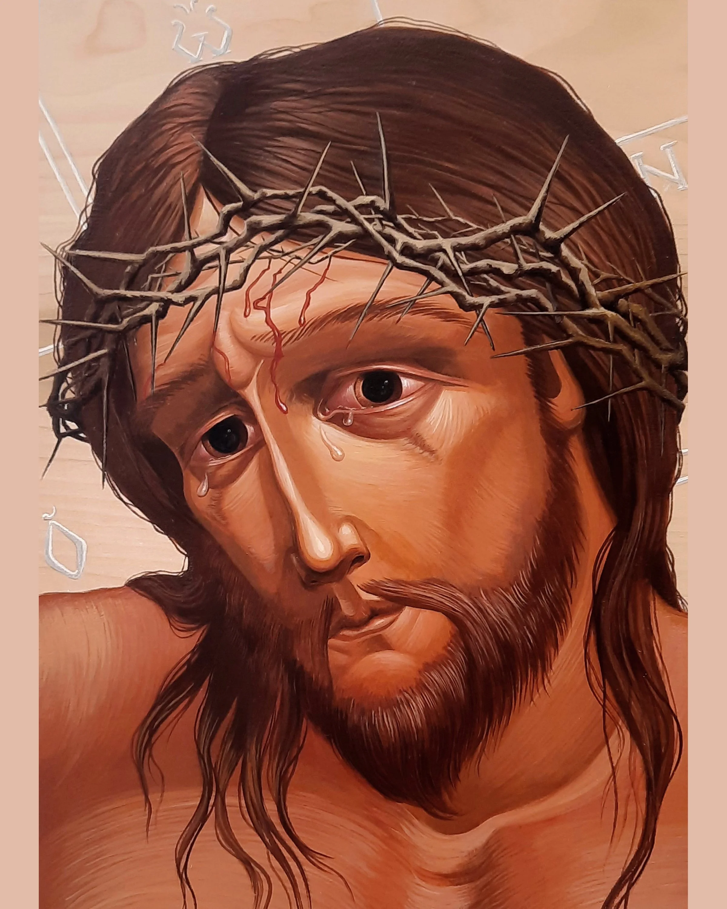 The Suffering Love of Christ - Christ the Bridegroom.
9.25 x 16.25 x 0.75 inches (3.5 x 41 x 2 cm), acrylic paint on wood panel, 2021. Sold.
