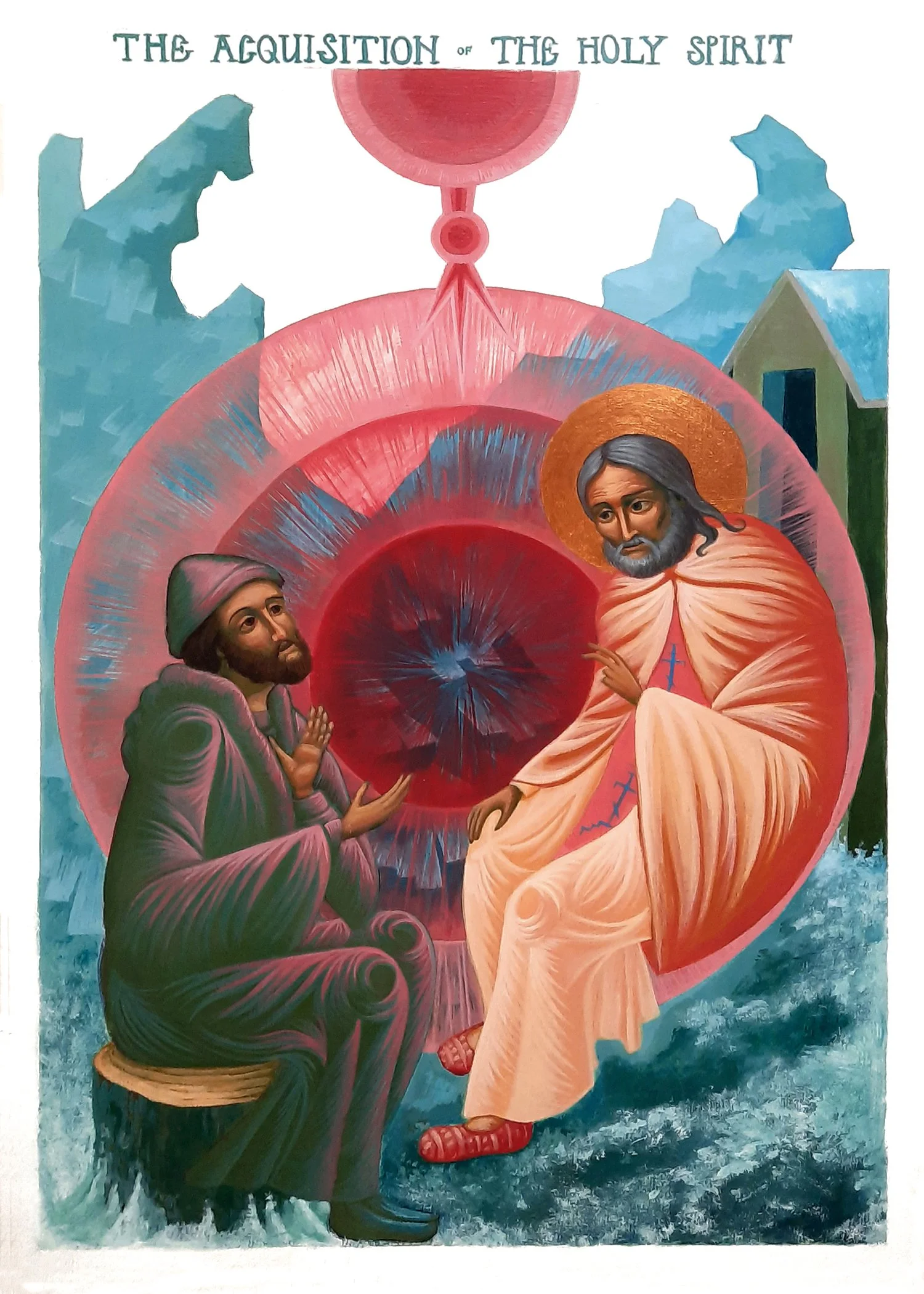 An Orthodox modern icon of St. Seraphim of Sarov with Motovilov.