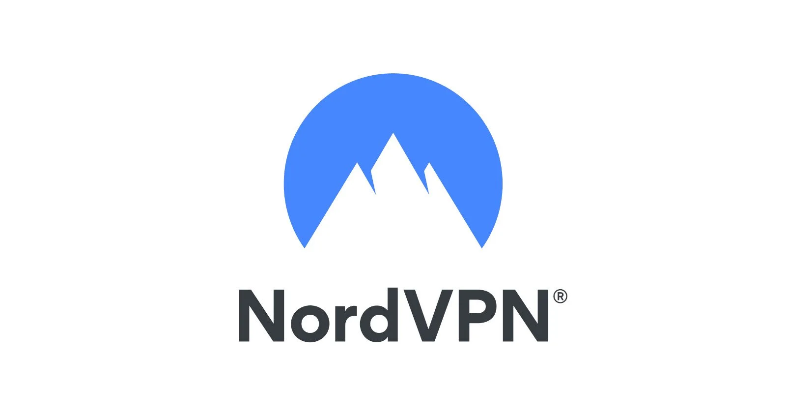 NordVPN logo with a blue circle containing a stylized white mountain peak and the text 'NordVPN' underneath.