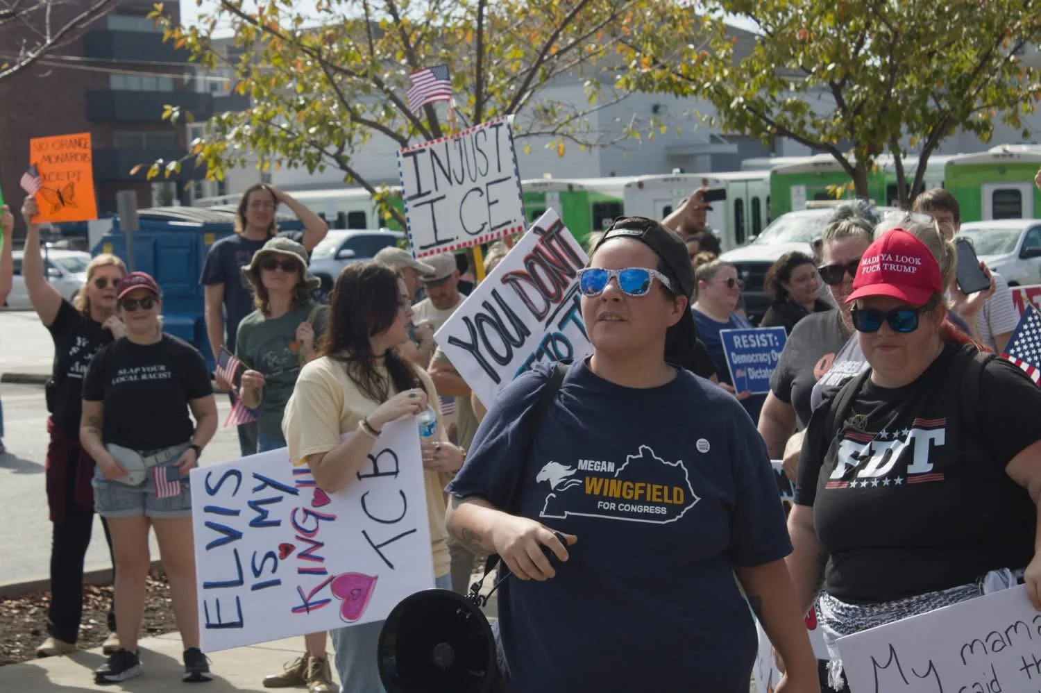 megan wingfield at a protest
